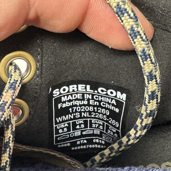 Sorel Joan Of Arctic Blue Denim Hidden Wedge Lexie Boots Lace Up Women's 6.5 - Picture 8 of 8